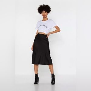 2/$15 Black Satin Midi Skirt